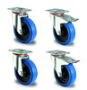 Swivel-Wheel set 100 mm full elastic rubber blue (additional costs)