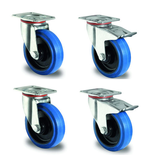 Wheel set 125 mm blue rubber (additonal costs)